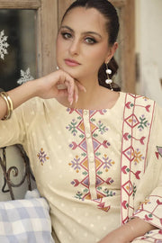 Daily Wear Cotton Jacquard Embroidery Work Straight Cut Salwar Suit
